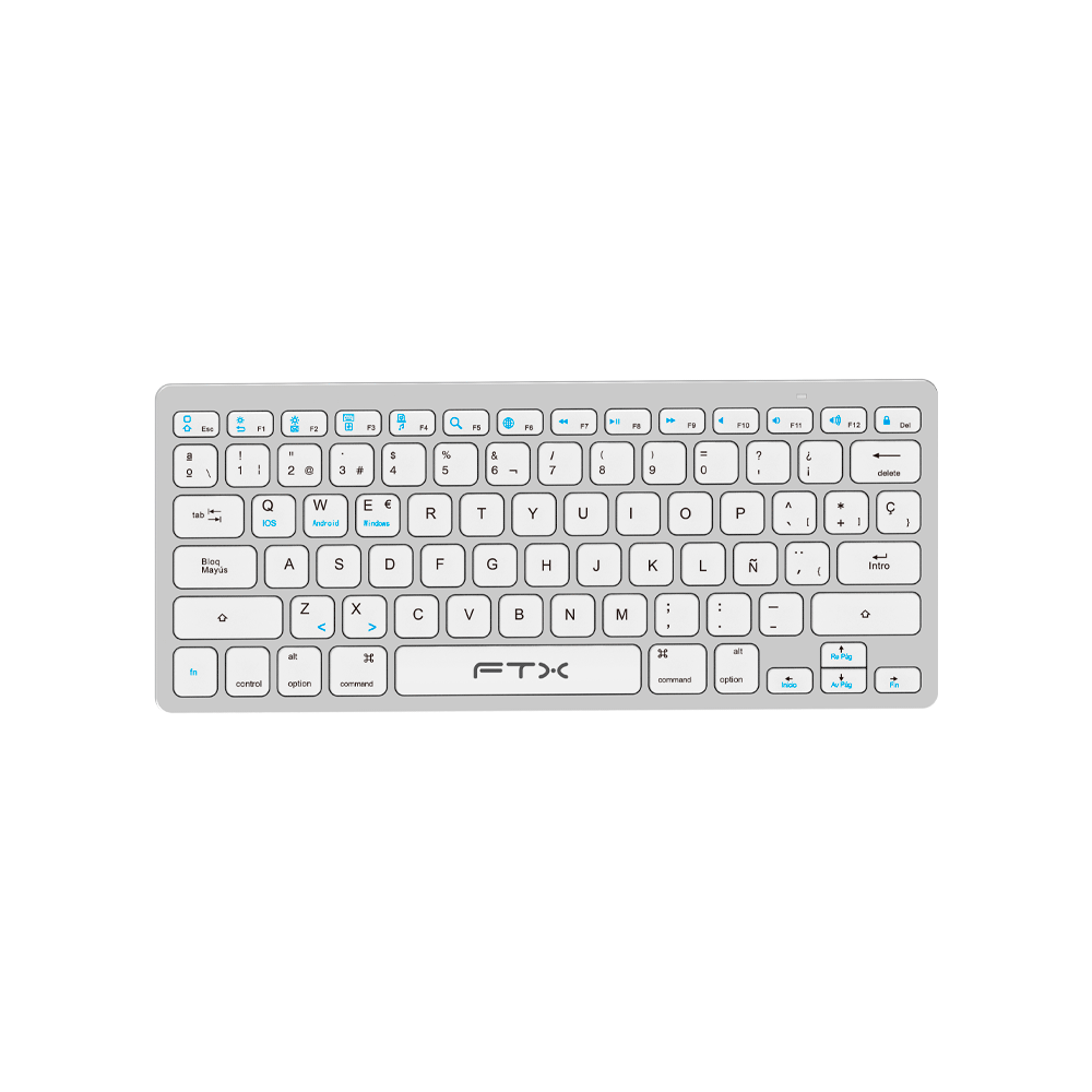 TECLADO FTX BLUETOOTH FTXB1000 ULTRA SLIM ESP/PLATA