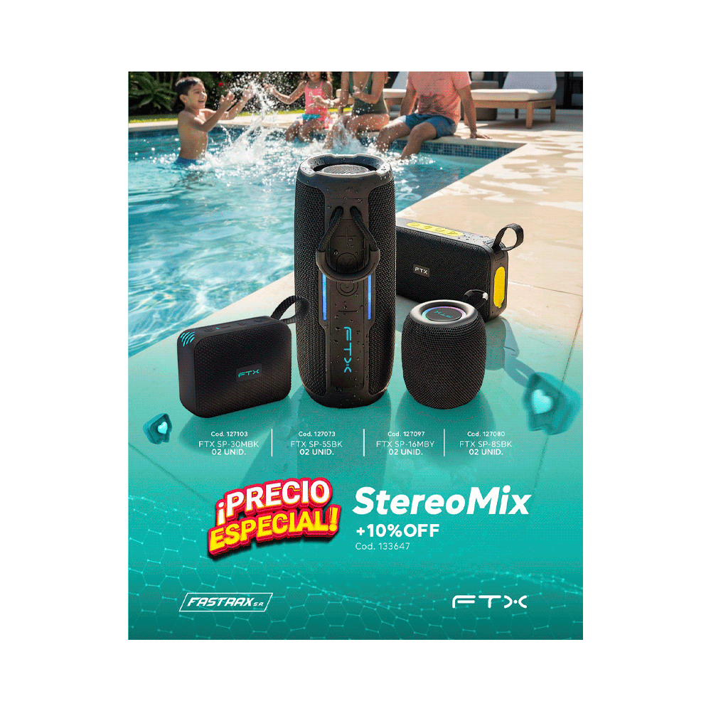 COMBO STEREO MIX PARLANTE SP-8SBK + PARL SP-30MBK + PARL SP-16MBY + PARL SP-SBK