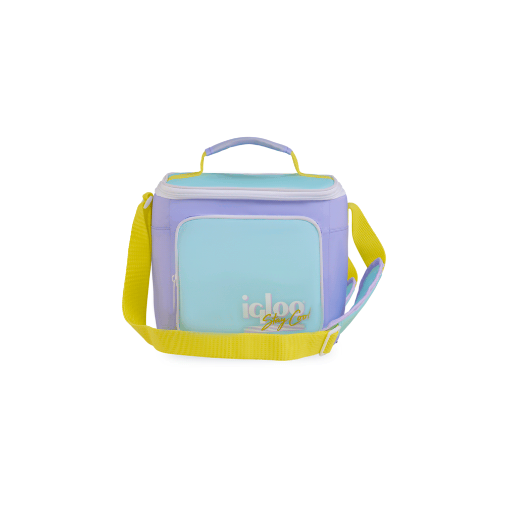 BOLSA TERMICA IGLOO 9 LATAS VERTICAL LUNCH RETRO LILA 63082