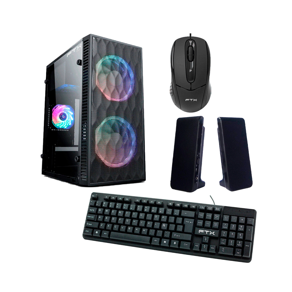 GABINETE KIT FTXN14 C/FUENTE 500W MOUSE+TECL+SPK+LATERAL TRANSP MATX/MITX