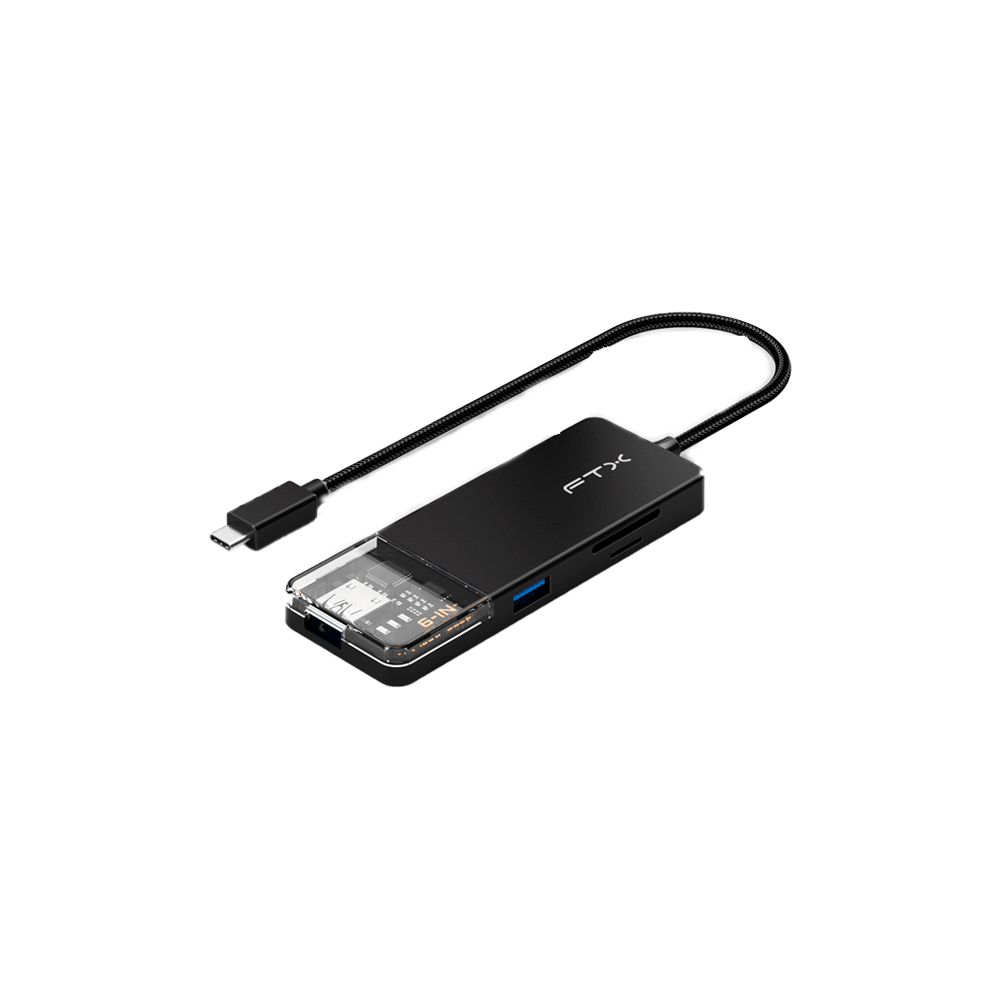 HUB 6 EN 1 USB-C - HDMI/USB-A/USB-C/SD FTX-HUBT4-PB 4K/30HZ/100W/5GBPS
