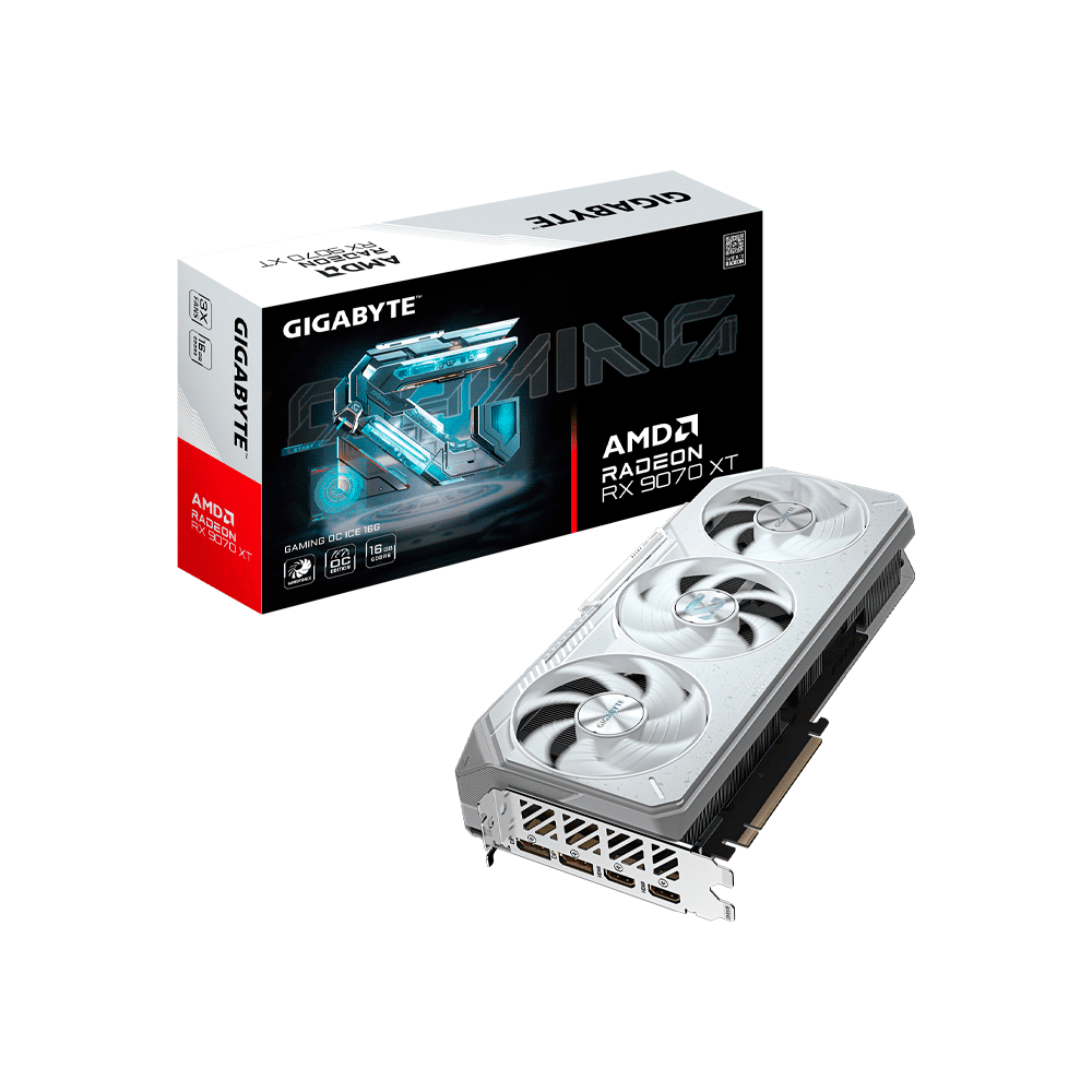 PLACA DE VIDEO GIGABYTE RX9070 XT GAMING 16G OC ICE DDR6 GV-R907XGAMINGOCICE-16GD