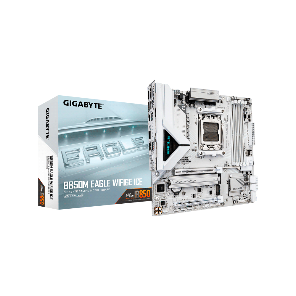 PLACA MADRE GIGABYTE AM5 B850M EAGLE WIFI6E ICE DDR5 S/R/HDMI/DP/2M2/USB/MATX
