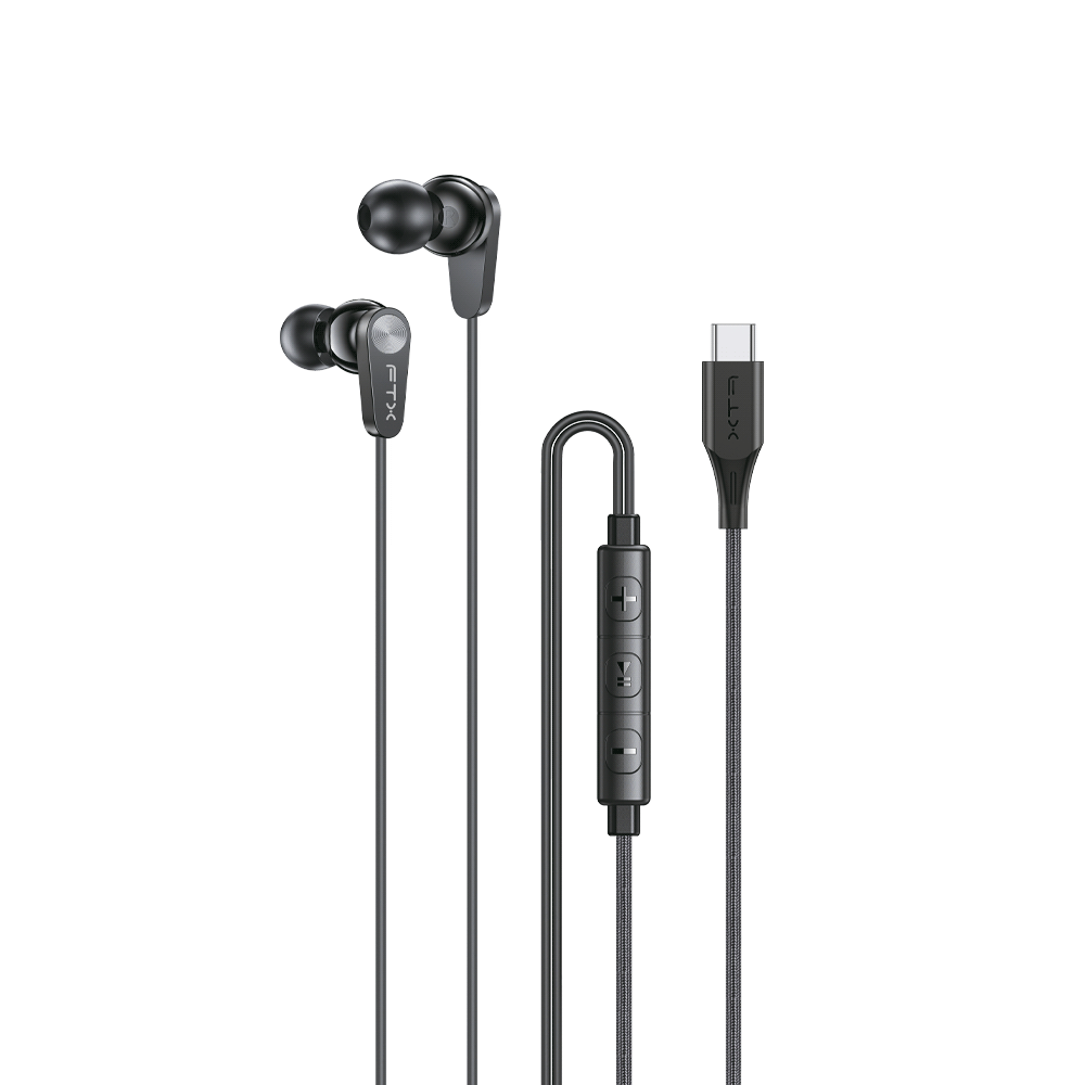 AURICULAR CON MICROFONO FTX E21C-BK USBC/ CABLE DE 1.2 METROS NEGRO