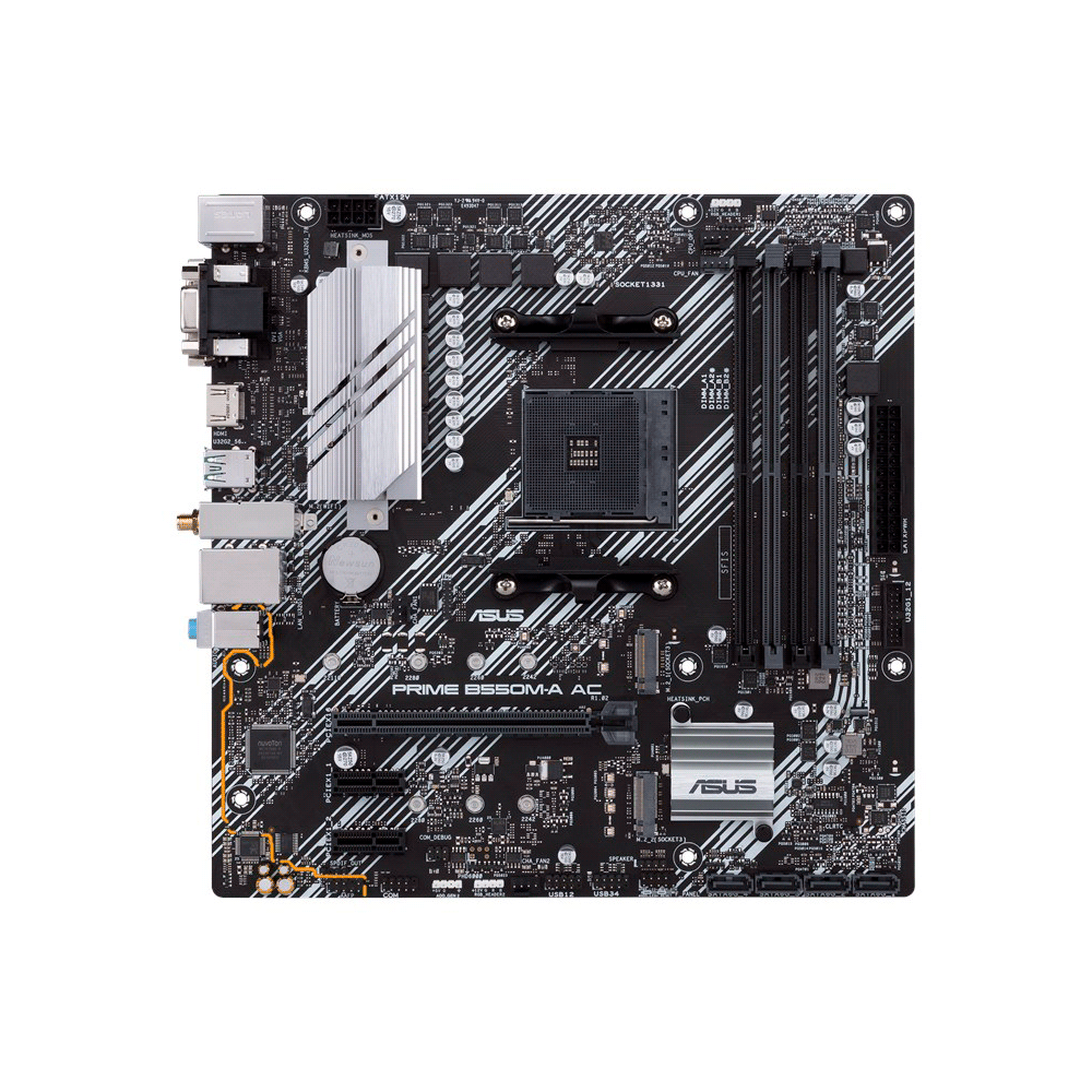 PLACA MADRE ASUS AM4 PRIME B550M-A AC V/S/R/HDMI/DVI/WIFI/2M2/DDR4/USB3.2/MATX