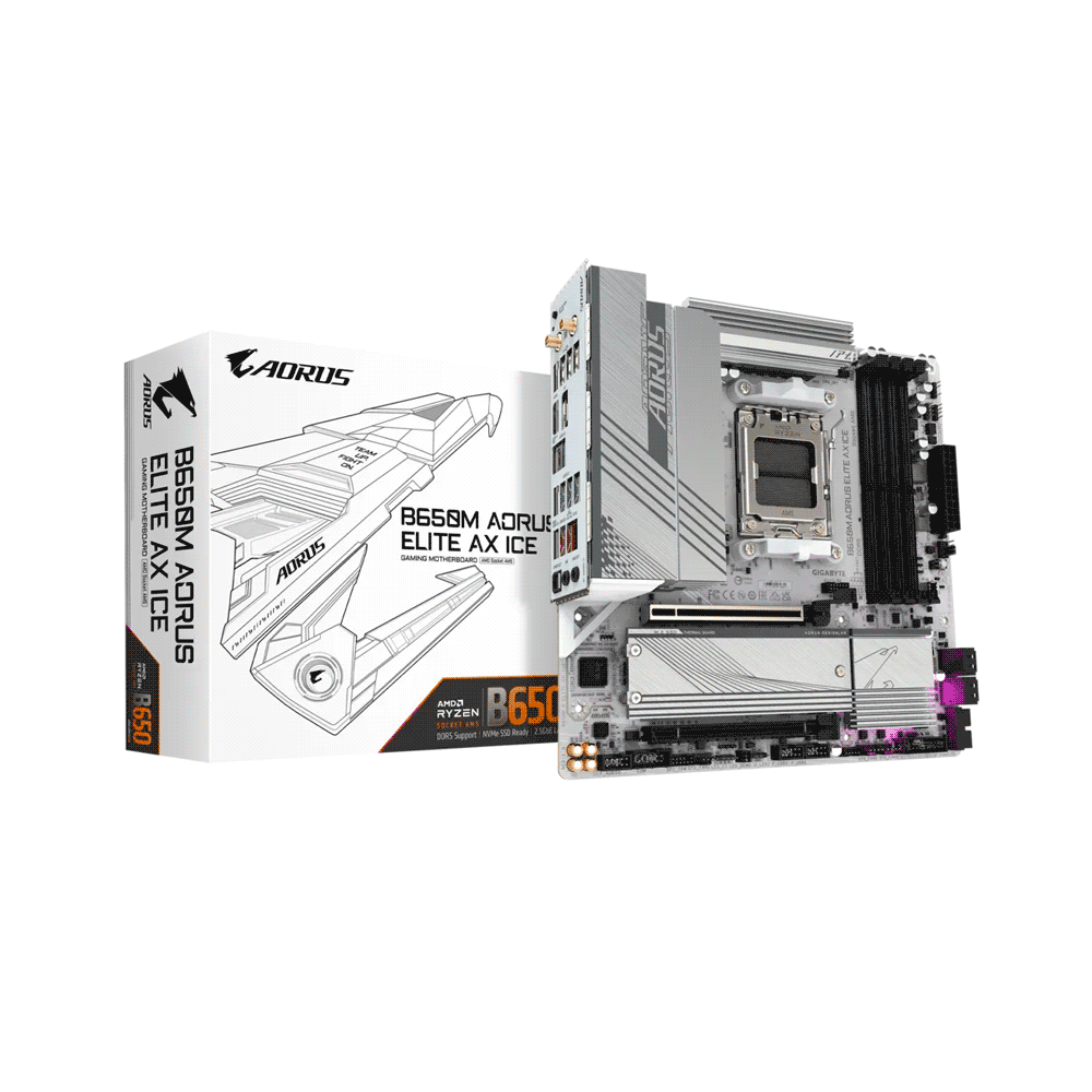 MB AM5 B650M AORUS ELITE AX ICE DDR5 GIGABYTE S/R/HDMI/DP/2M2/WIFI/MAT