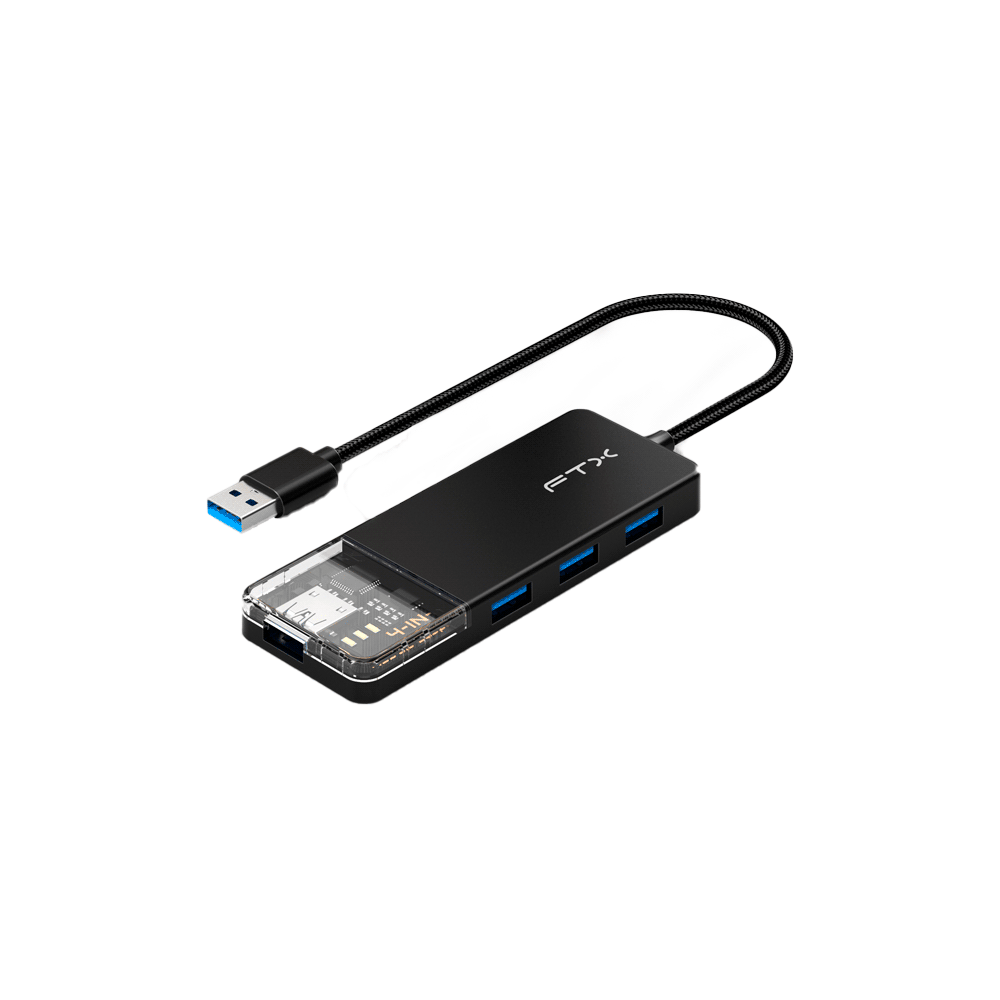 HUB USB 3.0 DE 4 PUERTOS FTX-HUBT1-PB 5GBPS/5V 1.5A