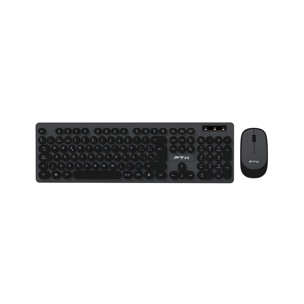 TECLADO + MOUSE FTX WIRELESS FTXKM400 NUMERICO/ESPAÑOL/NEGRO CON GRIS