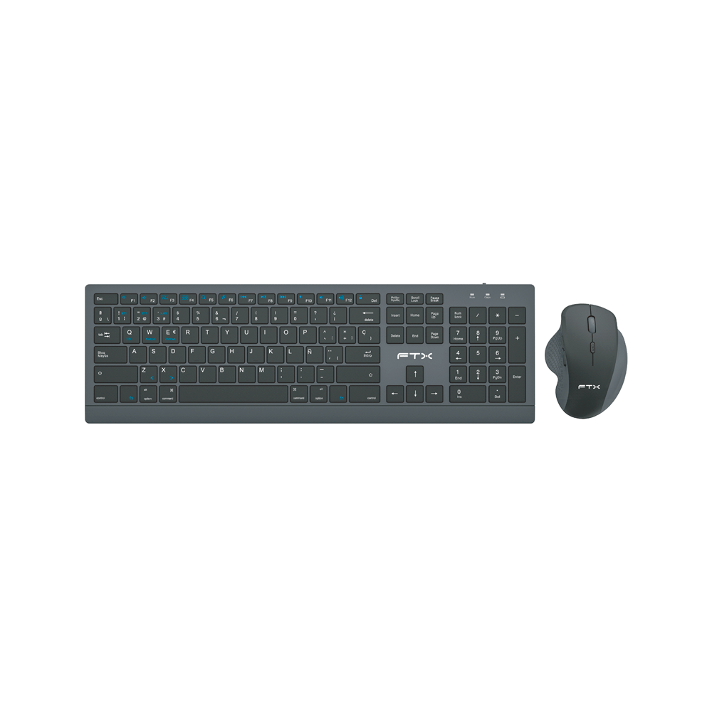 TECLADO + MOUSE FTX WIRELESS FTXKM500 NUMERICO/ESPAÑOL/NEGRO
