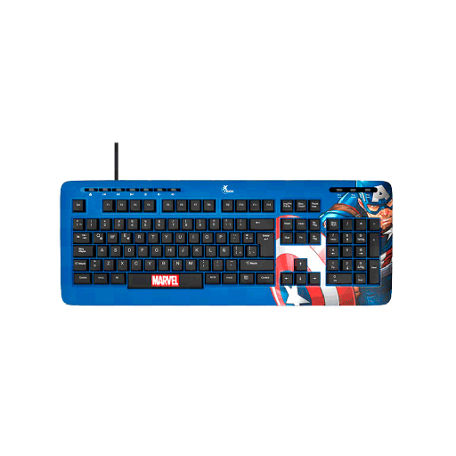 [XTK-M401CA] TECLADO XTECH USB XTK-M401CA CAPITAN AMERICA ESP/AZUL/MULTIMEDIA