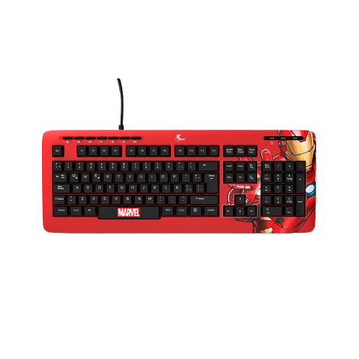 [XTK-M401IM] TECLADO XTECH USB XTK-M401IM IRON MAN ESP/ROJO/MULTIMEDIA