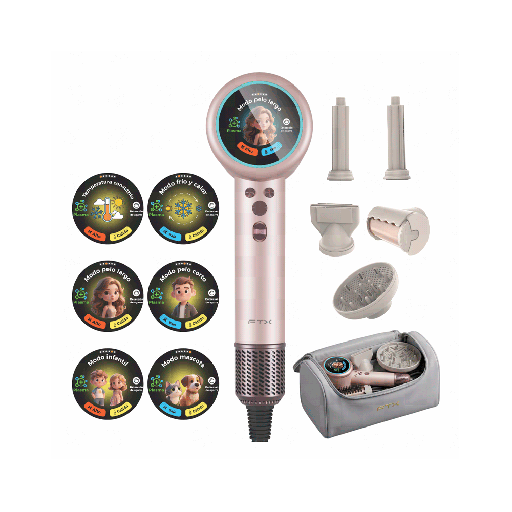 [FTX HY2-205] SECADOR DE CABELLO FTX 5 EN 1 2200W 220V ROSA HY2-205
